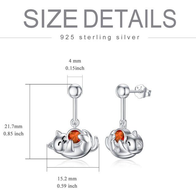 Ohrstecker Katze aus Sterlingsilber mit Geburtsstein für Januar und Zirkonia, für Mädchen und Frauen-4