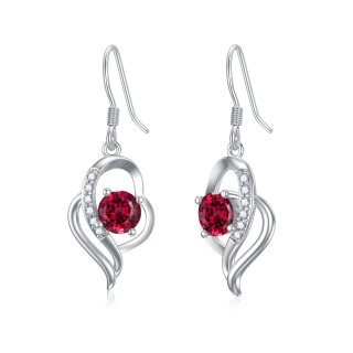 Sterling Silver January Birthstone Crystal Heart Drop Earrings for Girls Women-1