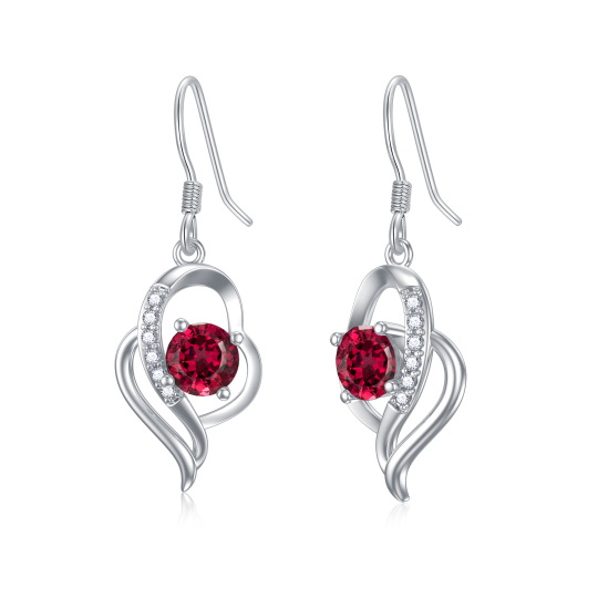 Boucles d'oreilles pendantes en argent sterling avec pierre de naissance de janvier et cristal en forme de cœur pour filles et femmes