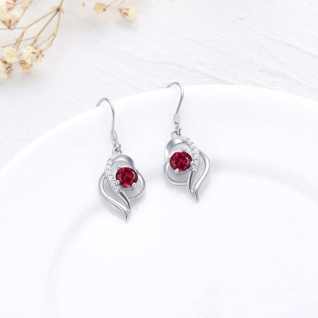 Boucles d'oreilles pendantes en argent sterling avec pierre de naissance de janvier et cristal en forme de cœur pour filles et femmes-3