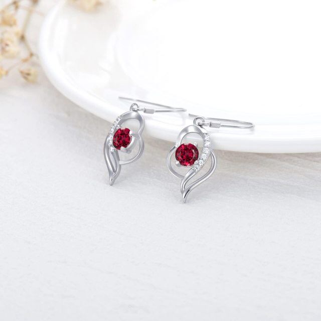 Boucles d'oreilles pendantes en argent sterling avec pierre de naissance de janvier et cristal en forme de cœur pour filles et femmes-4