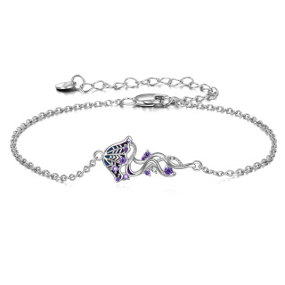 Sterling Silver Cubic Zirconia Jellyfish Charm Bracelet-16