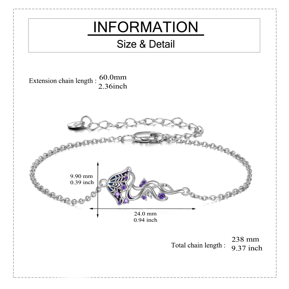 Sterling Silver Cubic Zirconia Jellyfish Charm Bracelet-5