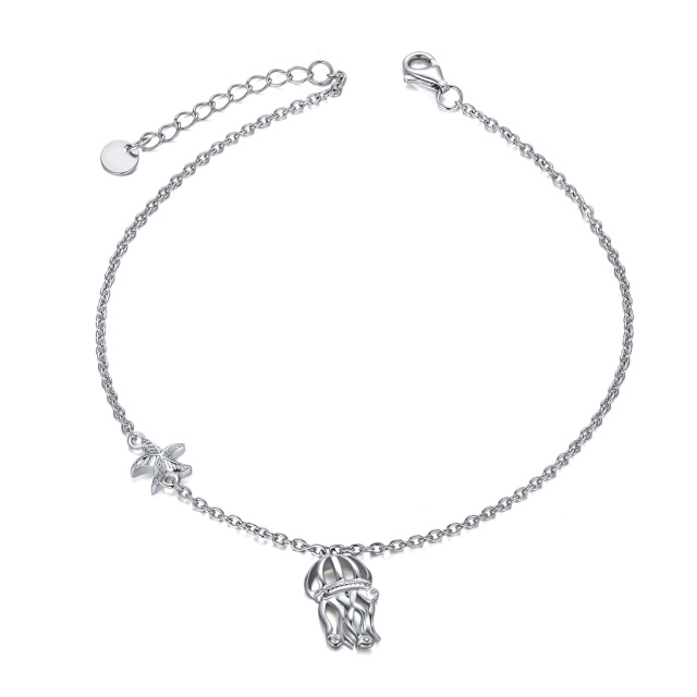 Bracelet de cheville en argent sterling avec méduse et étoile de mer-1