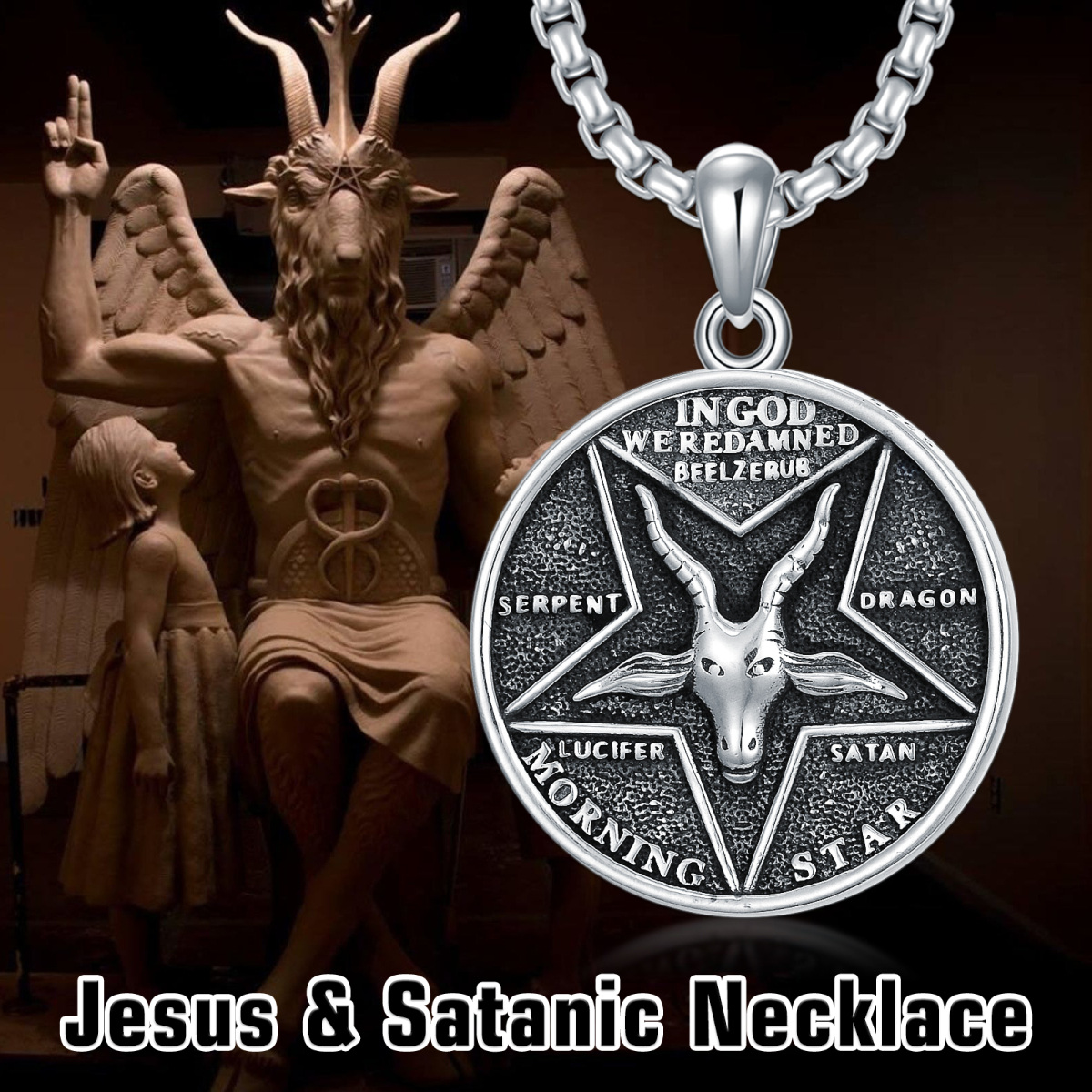 Collar de plata de ley con colgante de Jesús para hombre-5