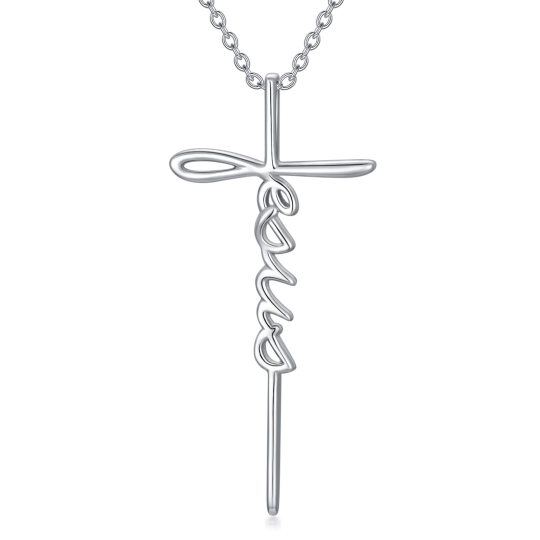 Sterling Silver Jesus Pendant Necklace-1