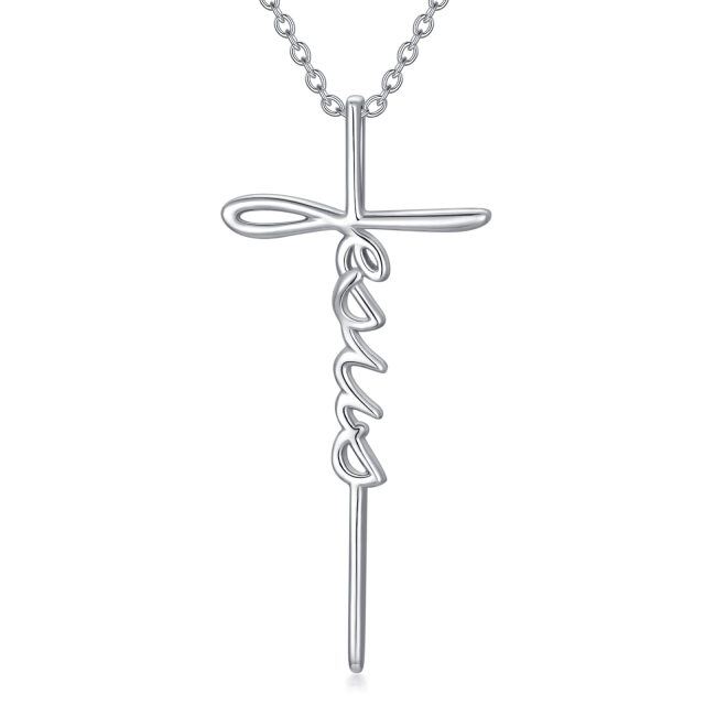 Collana con ciondolo Gesù in argento sterling-1