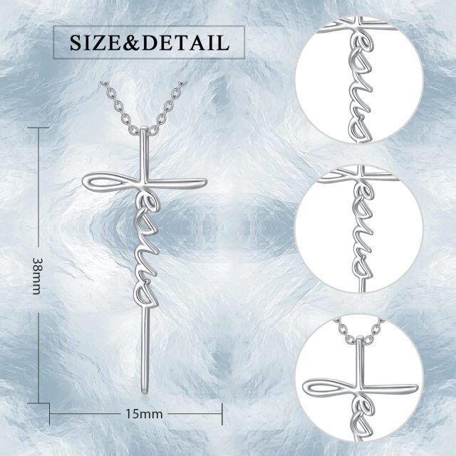 Sterling Silver Jesus Pendant Necklace-5