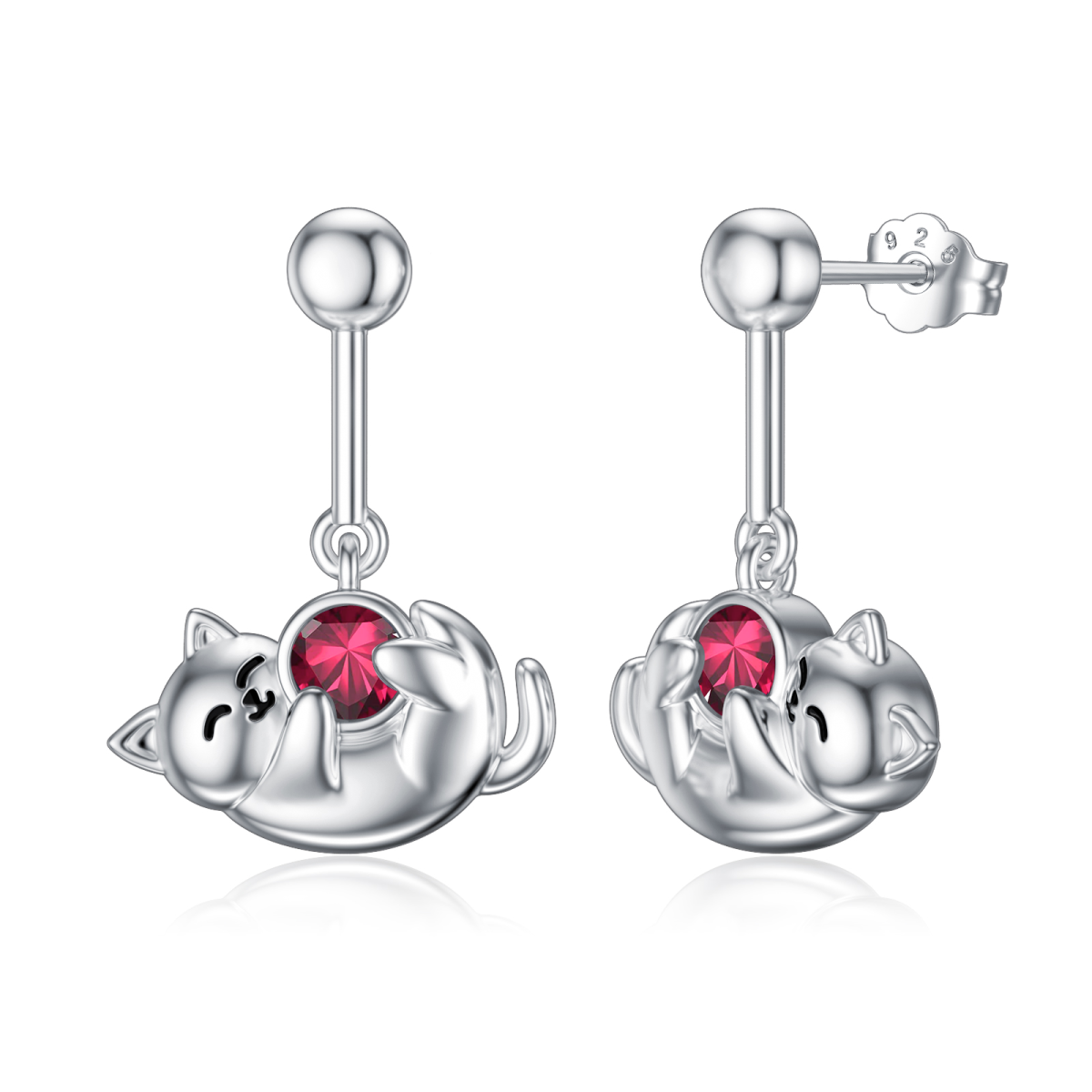 Boucles d'oreilles à tige en argent sterling avec pierre de naissance du mois de juillet et oxyde de zirconium pour filles et femmes-1