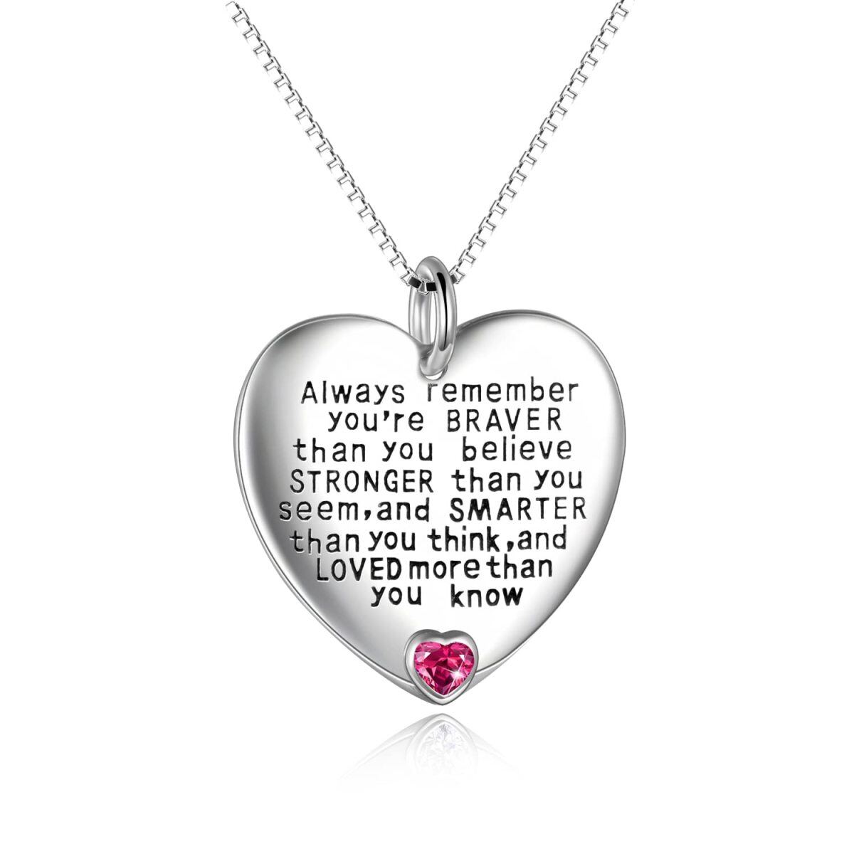 Collar de plata de ley de julio Birthstone Cubic Zirconia Heart Pendant Inspirational Neck-1