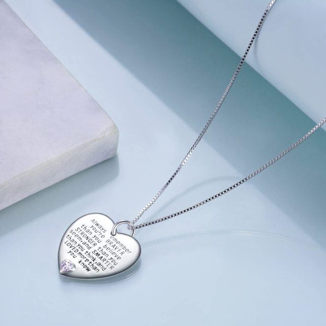 Collana d'argento con ciondolo a forma di cuore in zirconia cubica per la nascita di giugn-4