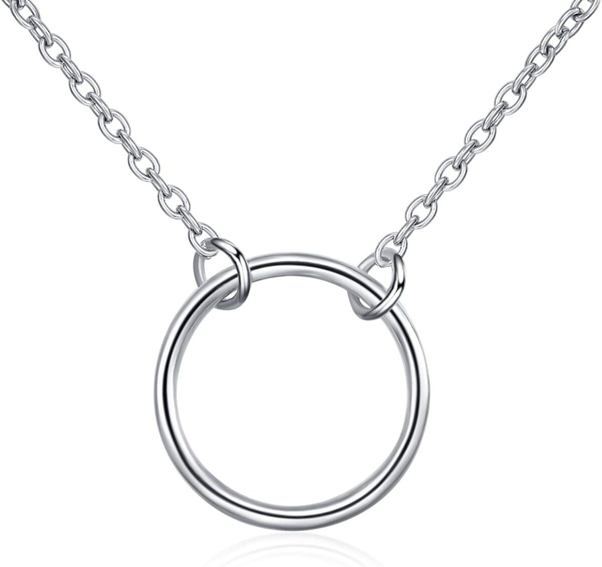 Collar con colgante de círculo abierto Karma en plata de ley para mujer-1