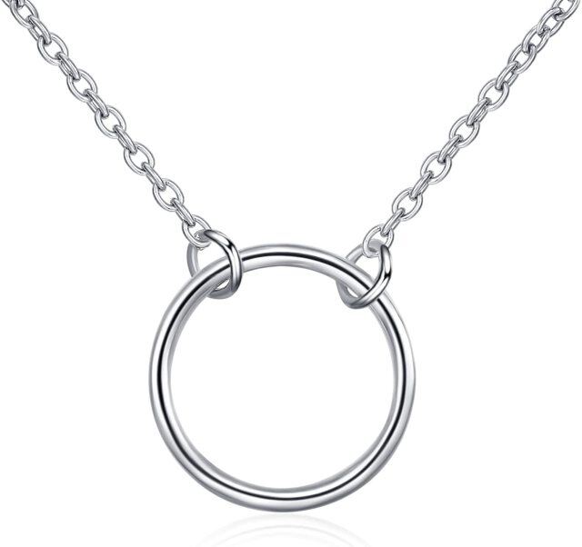 Sterling Silver Karma Open Circle Pendant Necklace for Women-1