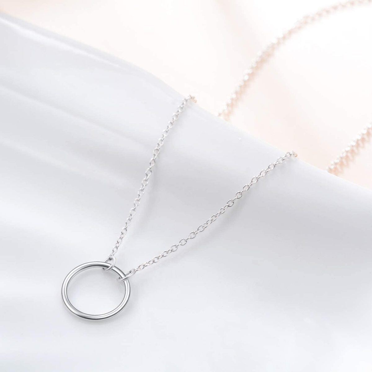 Sterling Silver Karma Open Circle Pendant Necklace for Women-3