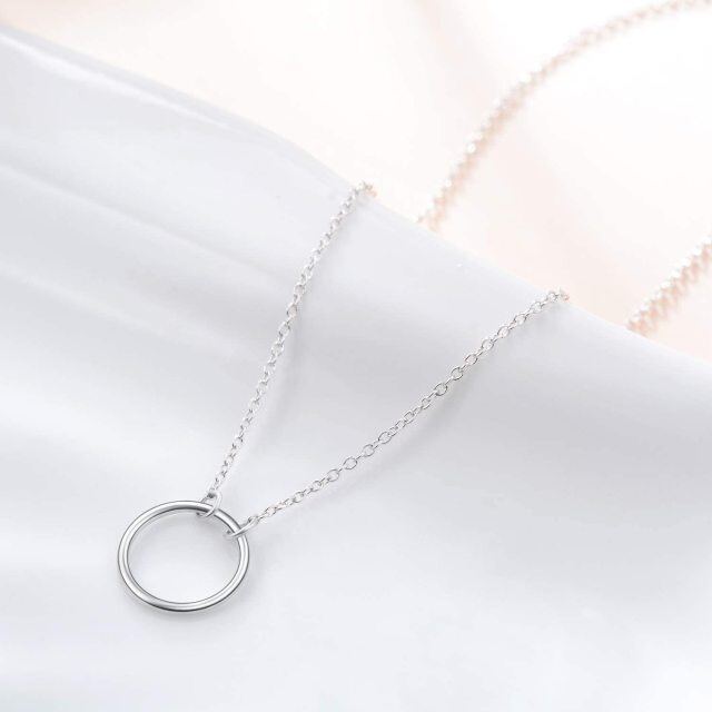 Collar con colgante de círculo abierto Karma en plata de ley para mujer-3