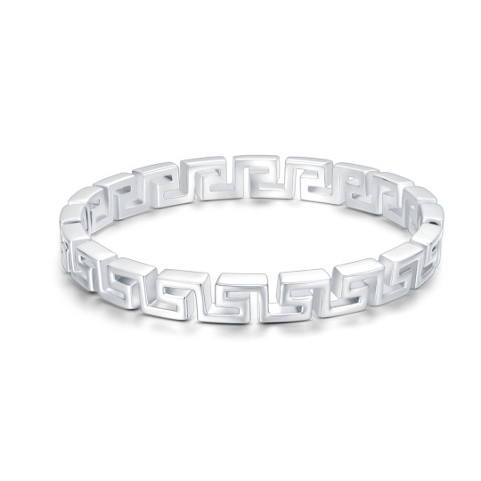 Bracciale rigido in argento sterling con chiave incisa