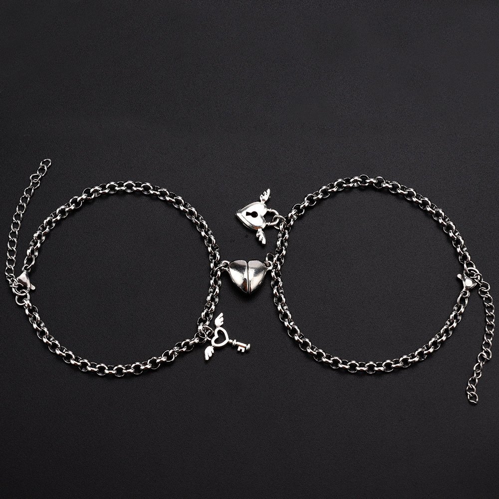 Sterling Silver Key & Lock Charm Bracelet-1