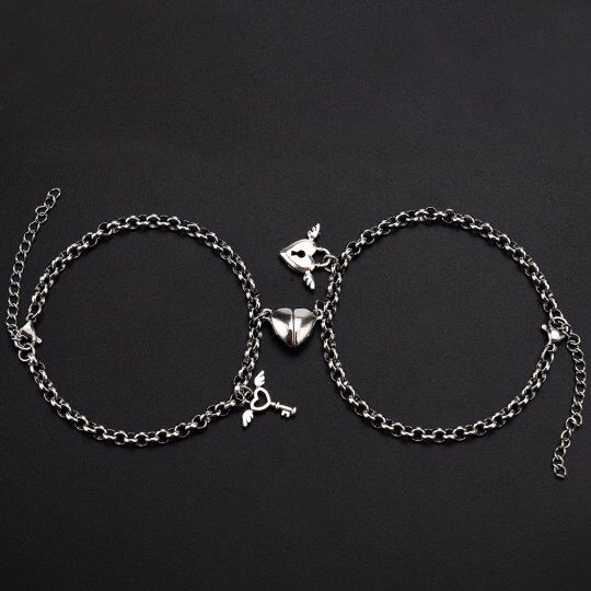 Sterling Silver Key & Lock Charm Bracelet