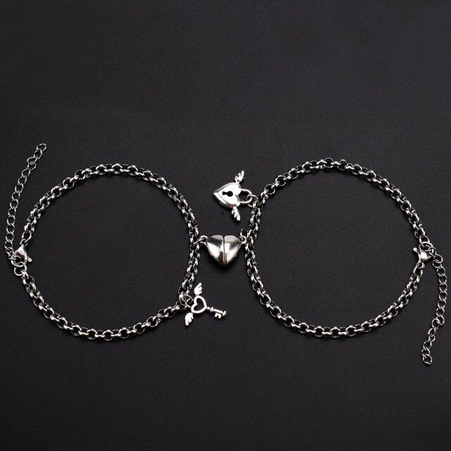 Pulsera Colgante Llave y Cerradura Plata de Ley -1