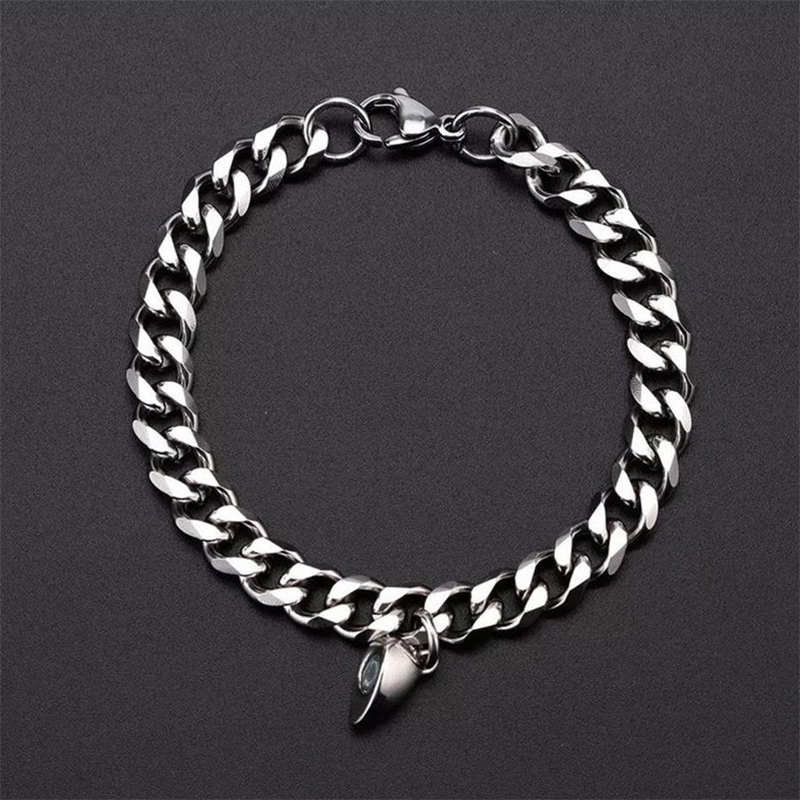 Bracelet en argent sterling avec pendentif clé et serrure-4