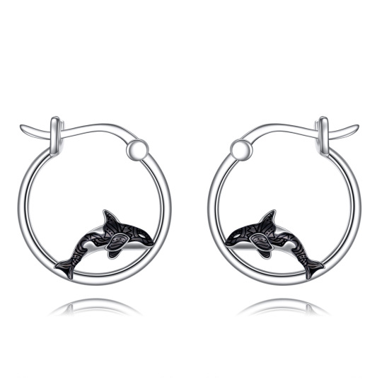 Orecchini a cerchio Killer Whale in argento sterling