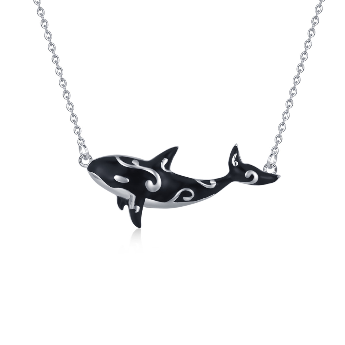 Sterling Silver Killer Whale Pendant Necklace-1