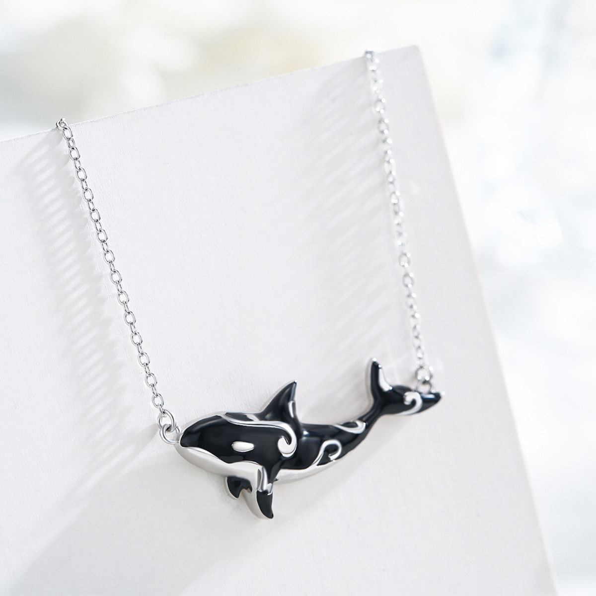 Sterling Silver Killer Whale Pendant Necklace-4