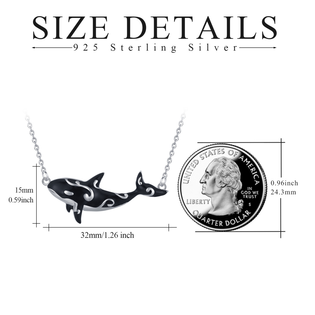 Sterling Silver Killer Whale Pendant Necklace-5