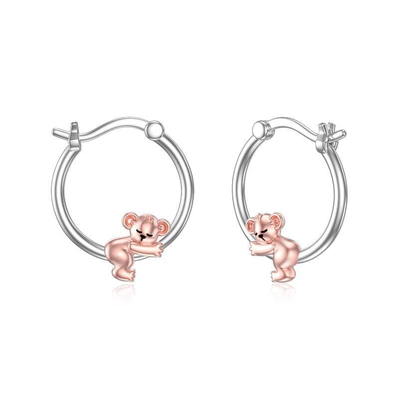 Image of Sterling Silver Two-tone Koala Hoop Earrings