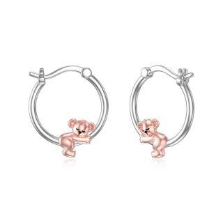 Sterling Silver Two-tone Koala Hoop Earrings-45