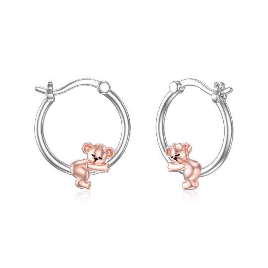 Boucles d'oreilles créoles Koala bicolores en argent sterling