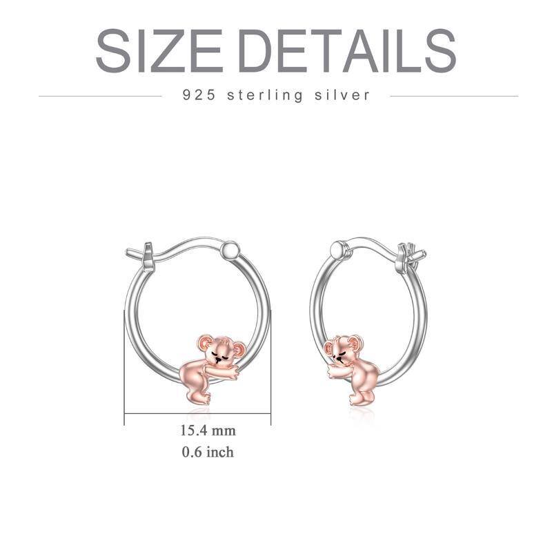 Sterling Silver Two-tone Koala Hoop Earrings-5