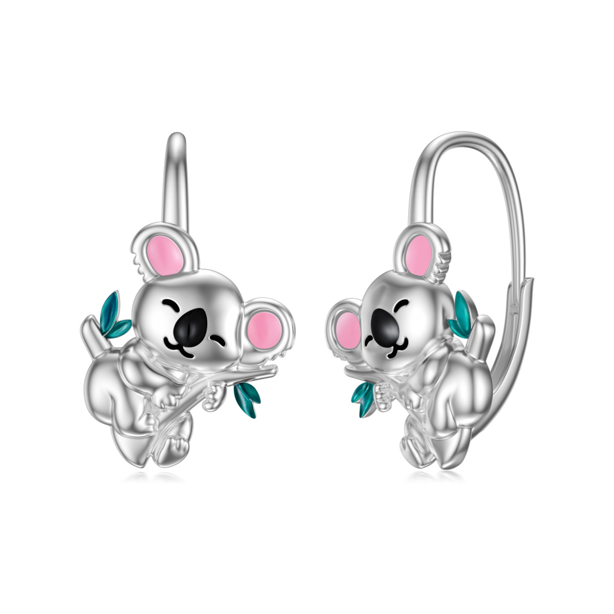 Sterling Silver Koala Drop Earrings-1