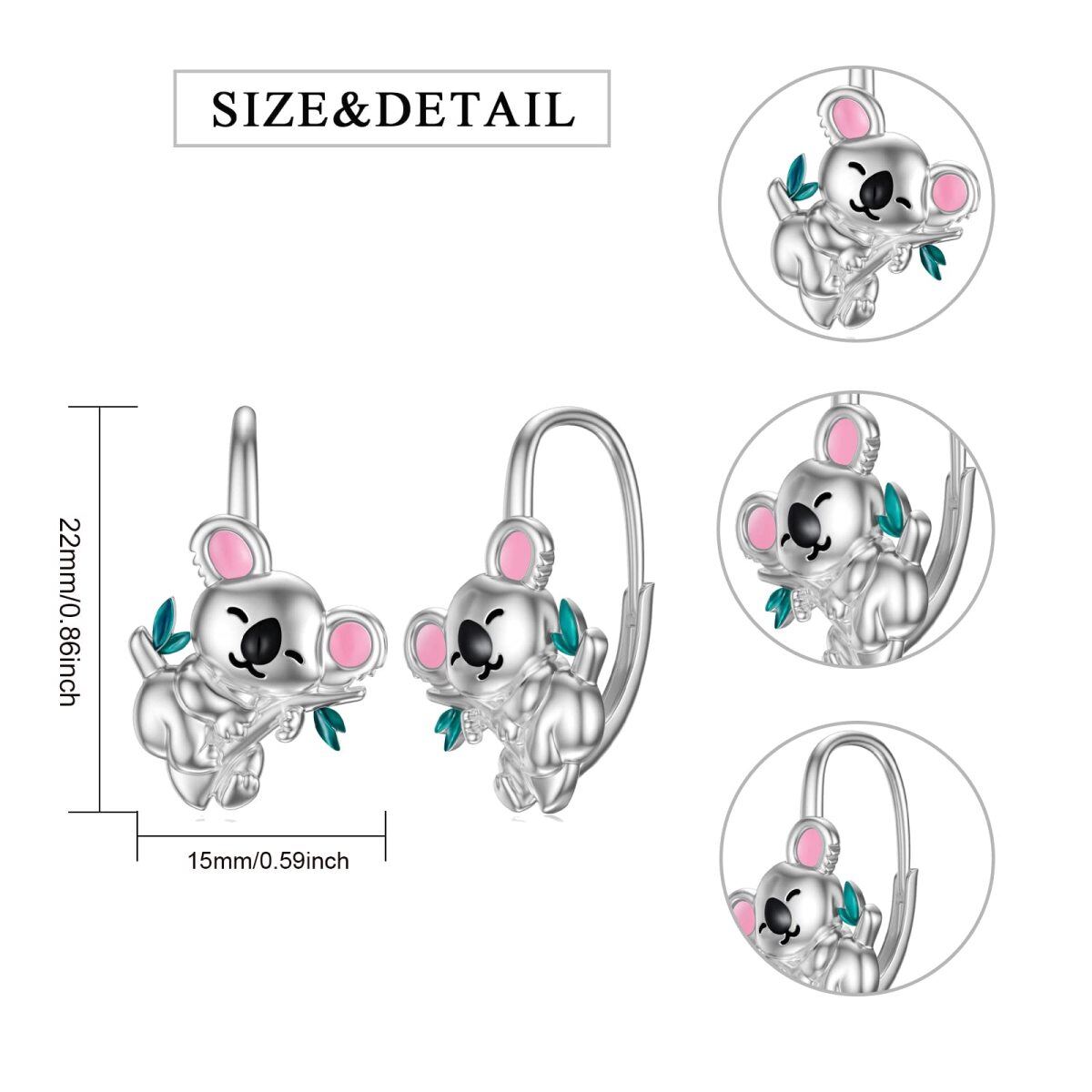 Srebrne kolczyki Koala w kształcie kropli-5