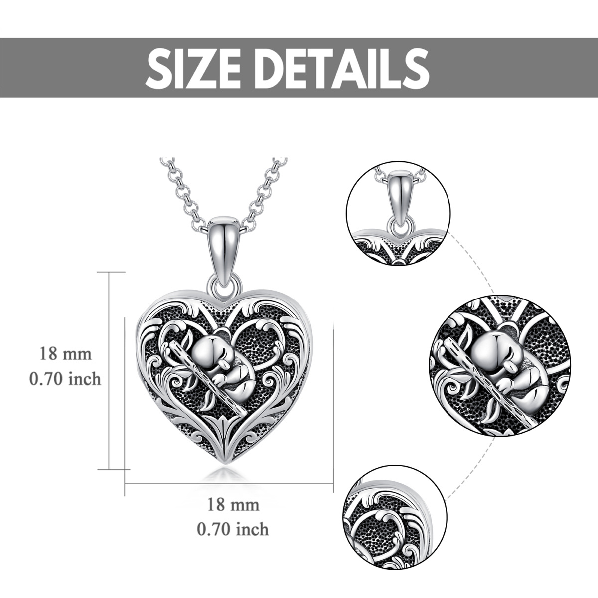 Sterling zilveren Koala hart gepersonaliseerde gravure foto zakje ketting-6