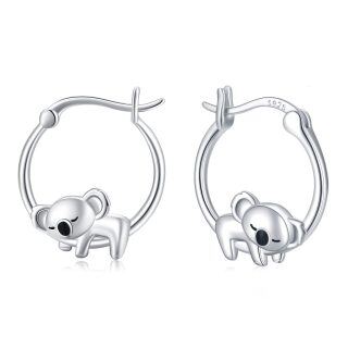 Sterling Silver Koala Hoop Earrings-15