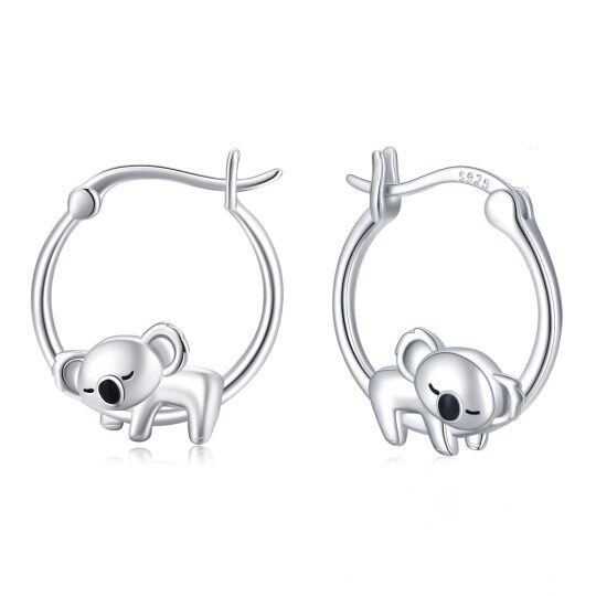 Orecchini a cerchio Koala in argento sterling