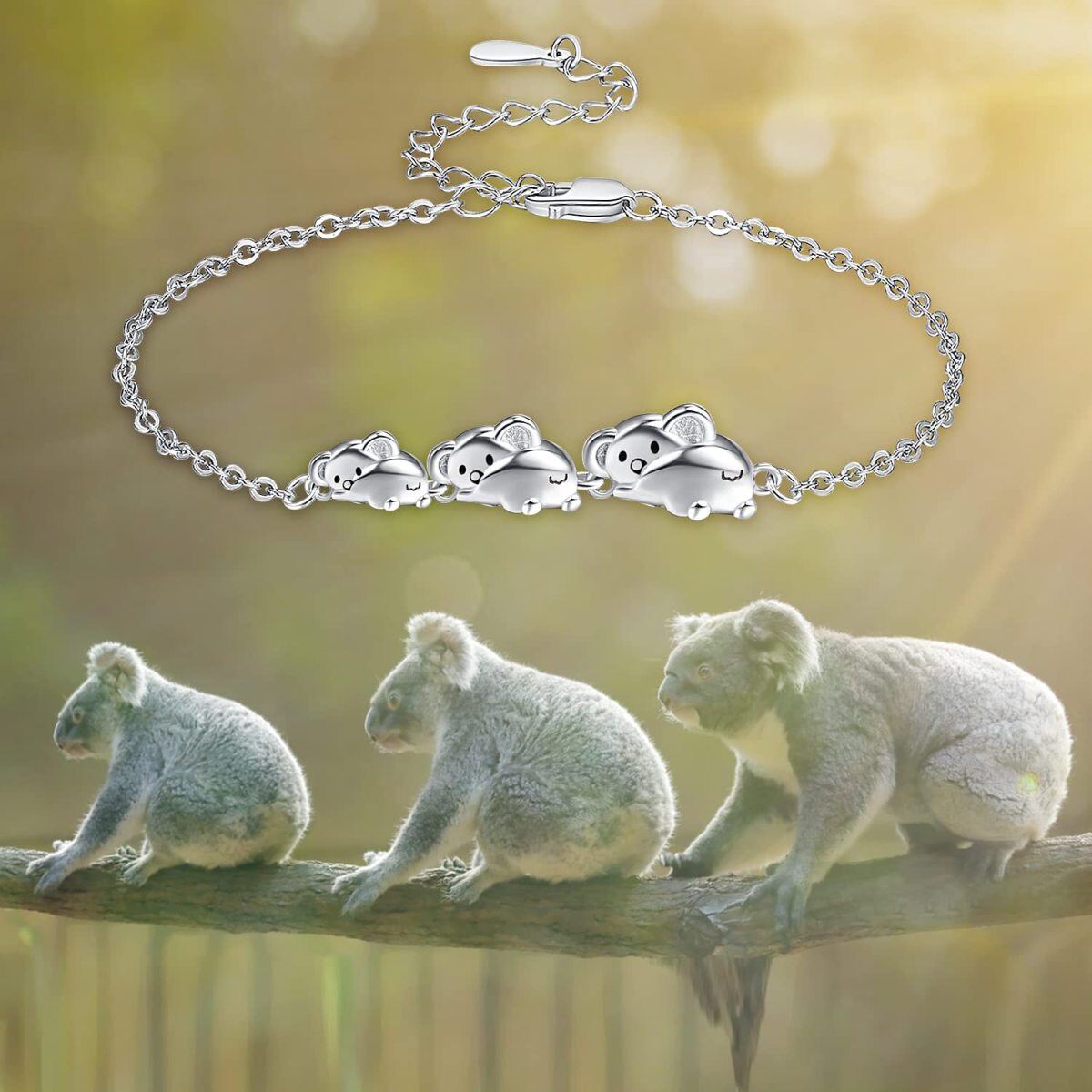 Bracelet en argent sterling avec pendentif Koala-5