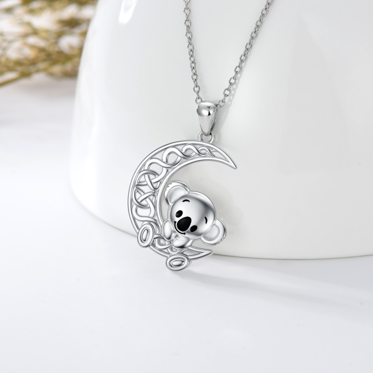 Sterling Silver Koala Pendant Necklace-3