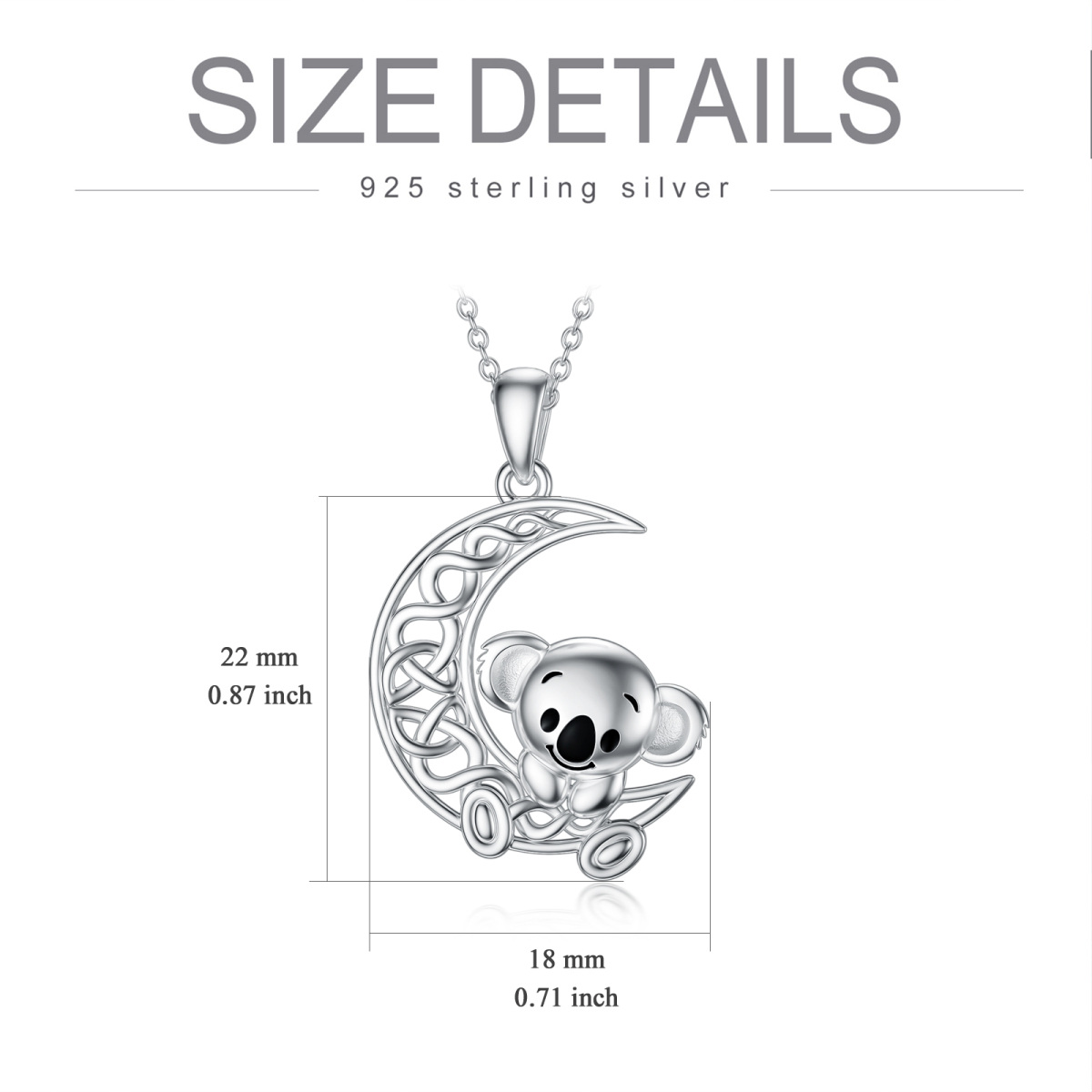 Sterling Silver Koala Pendant Necklace-5