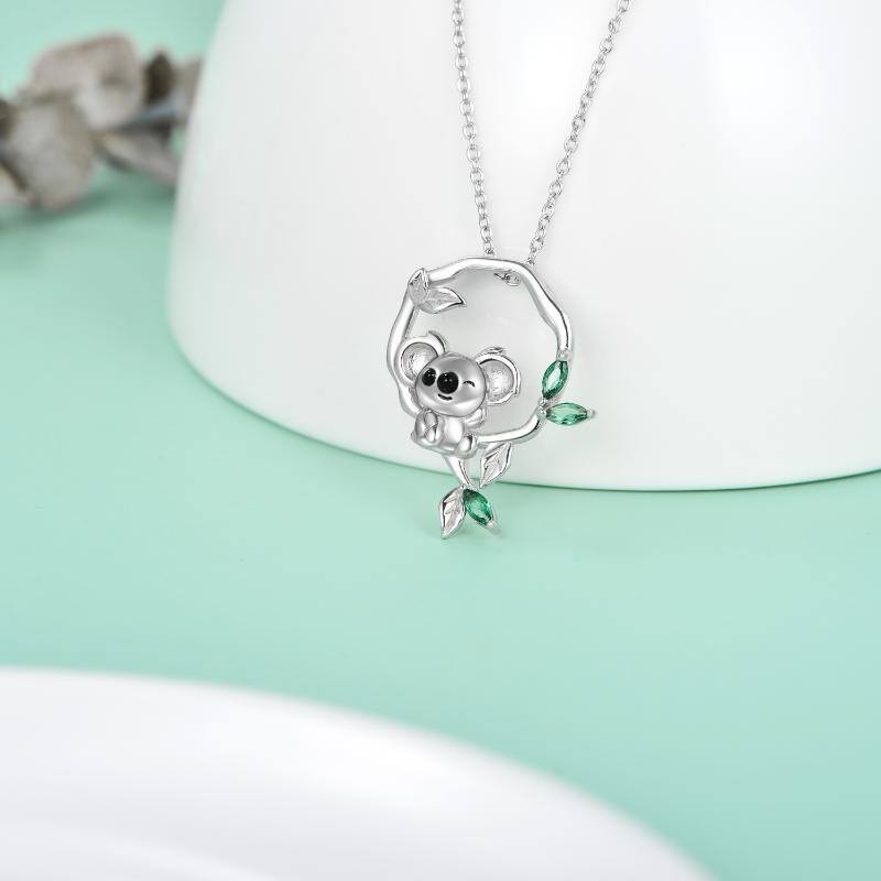 Collar con colgante de koala de plata de ley con circonita cúbica-3