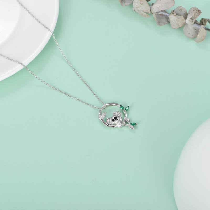 Collana con ciondolo Koala in argento sterling con zirconio cubico-4