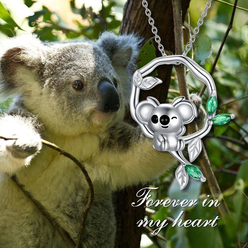 Collar con colgante de koala de plata de ley con circonita cúbica-5