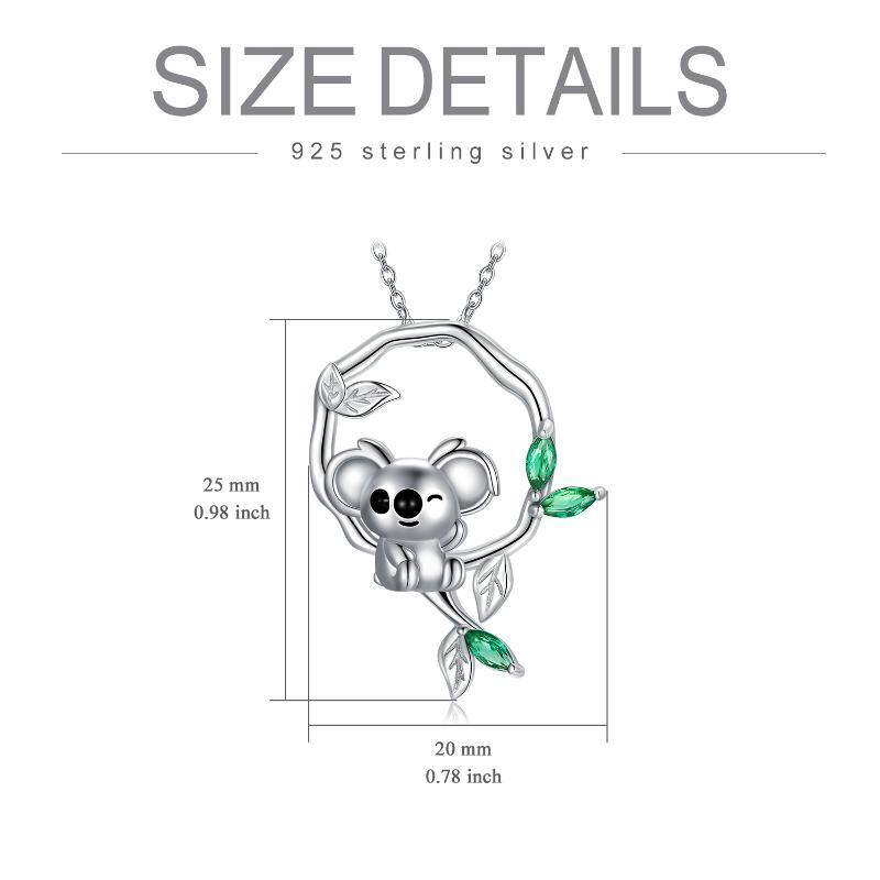 Collana con ciondolo Koala in argento sterling con zirconio cubico-6