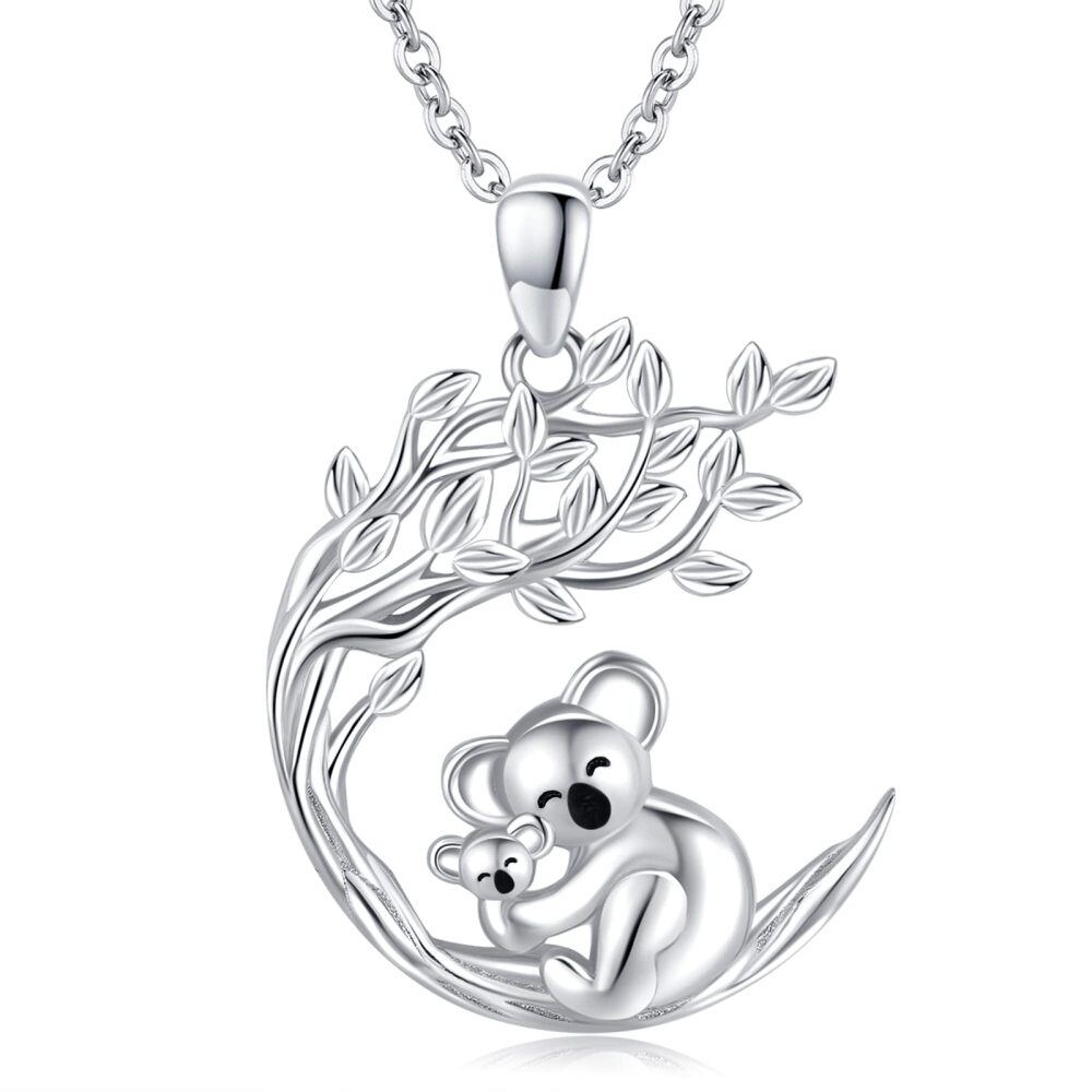 Sterling Silver Koala & Tree Of Life Pendant Necklace-1