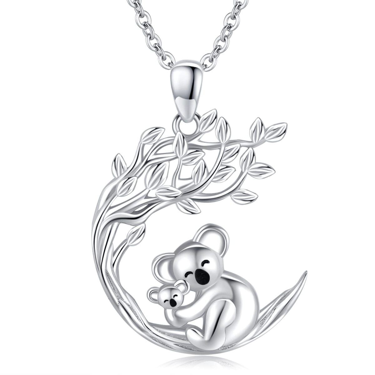 Collana con ciondolo Koala e albero della vita in argento sterling-1