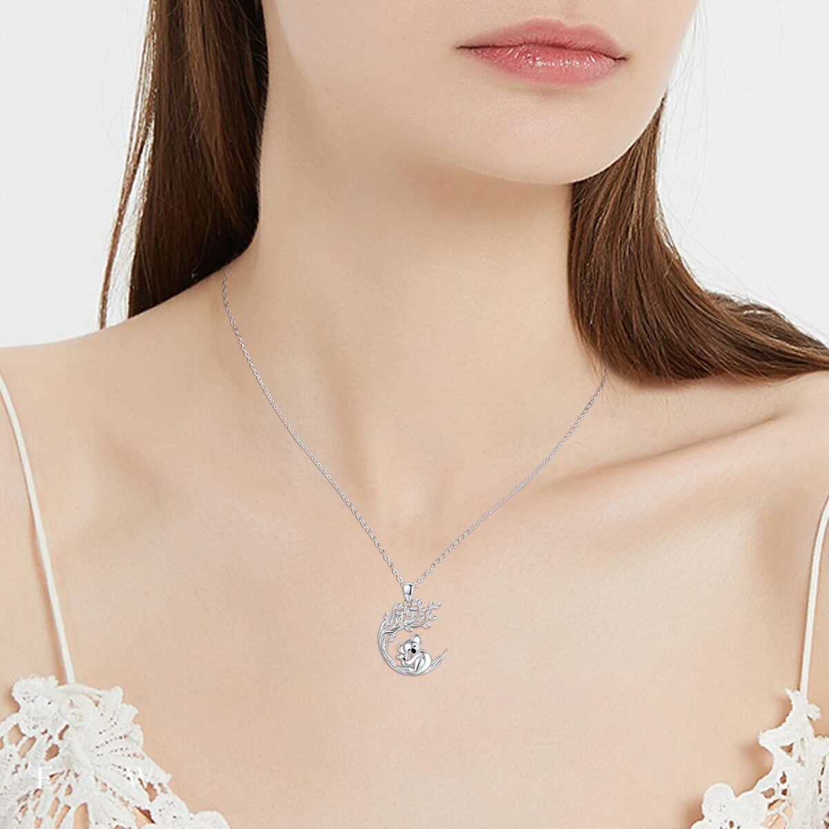 Collana con ciondolo Koala e albero della vita in argento sterling-2