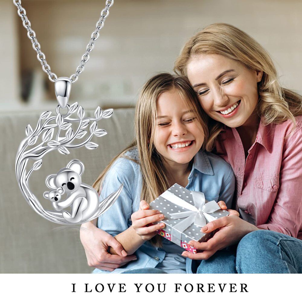 Sterling Silver Koala & Tree Of Life Pendant Necklace-7
