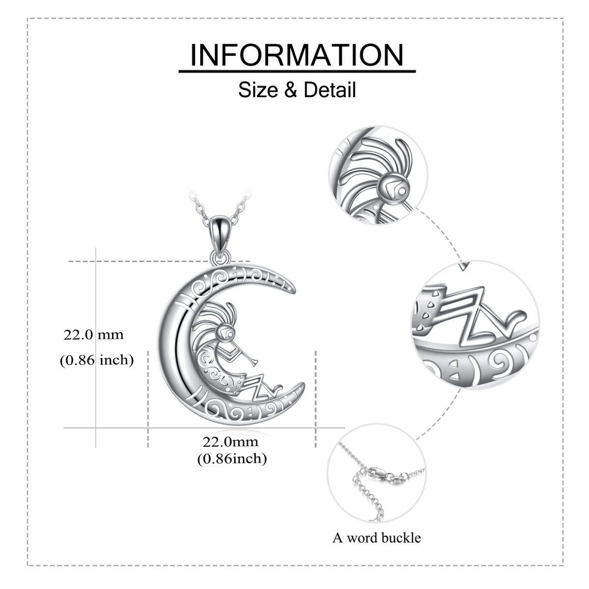 Sterling Silber Kokopelli & Mond-Anhänger Halskette-6