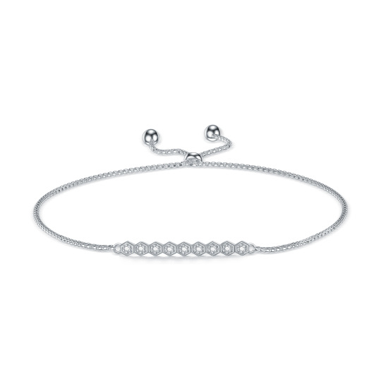 Sterling Silver Lab Created Diamond Chain Bracelet-1